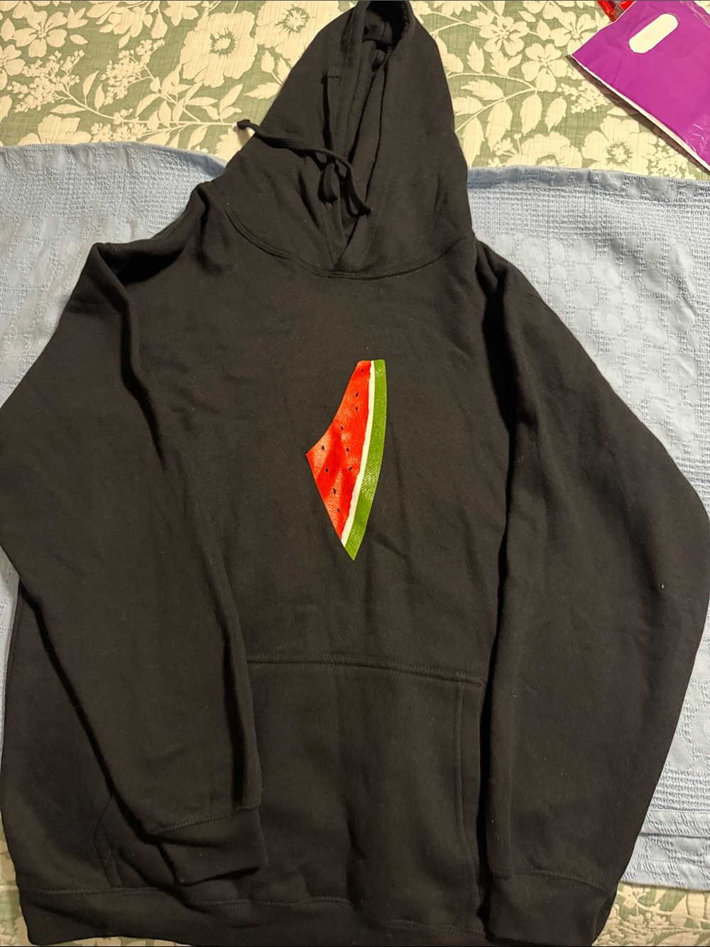 Black Women's Hoodie with Watermelon Graphic